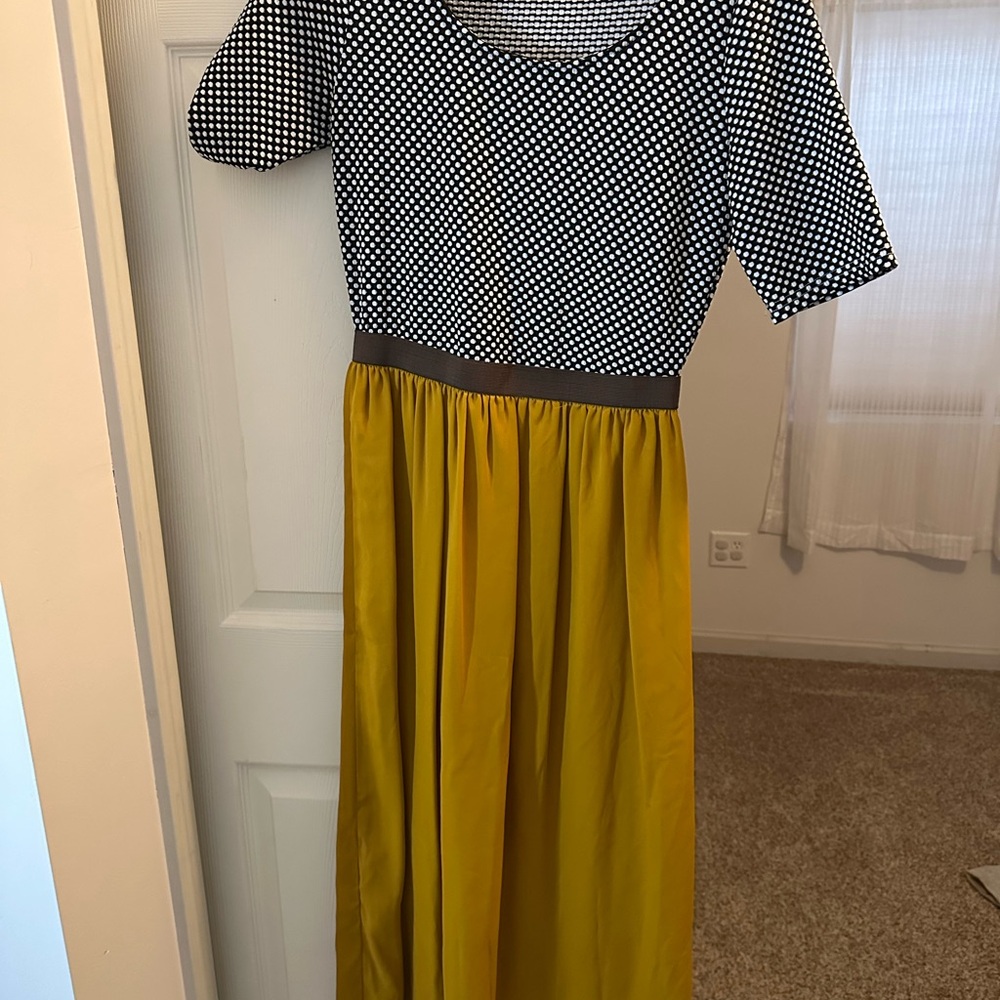 Black and White Top with Yellow Skirt Dress